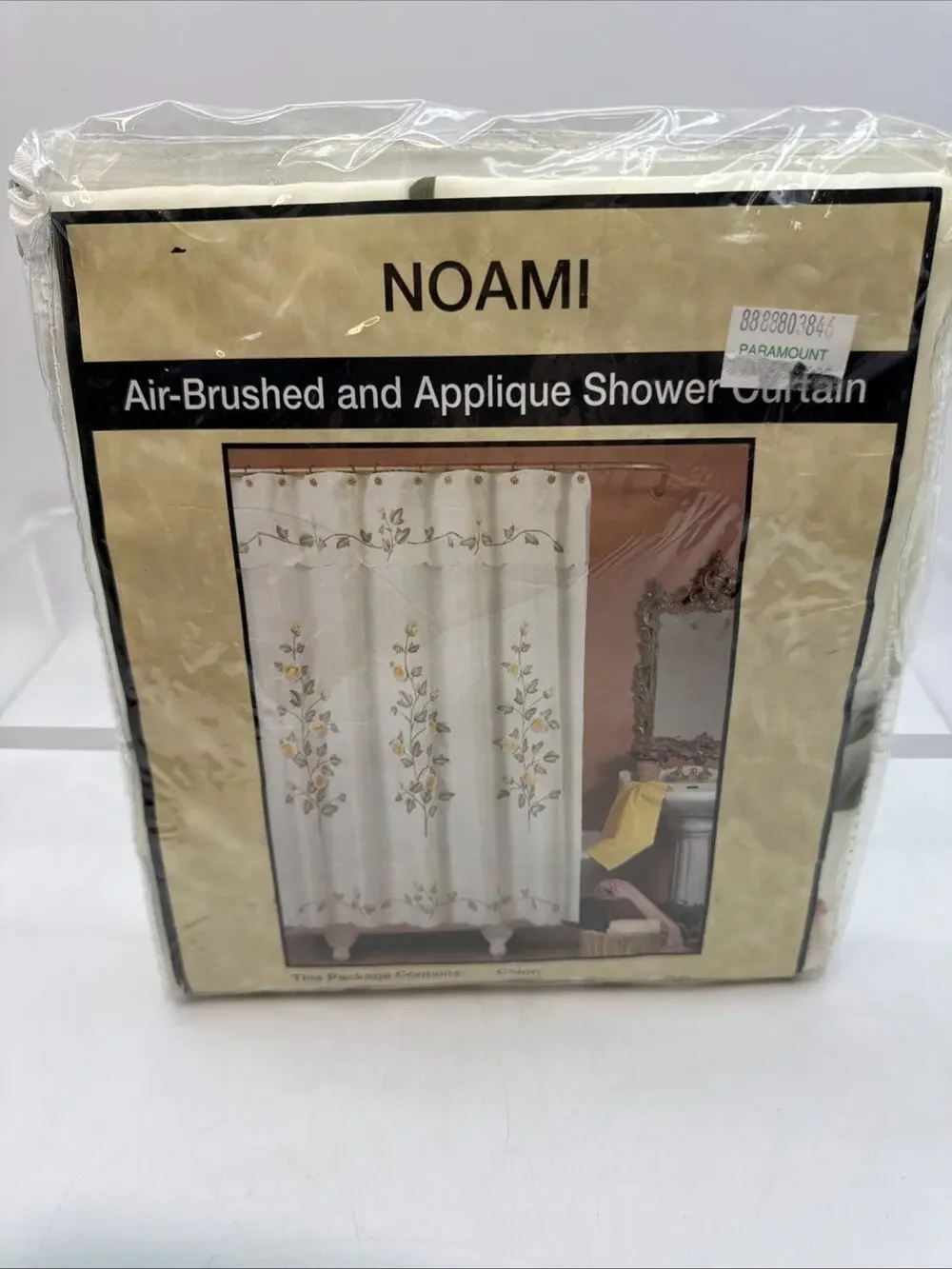 Naomi Airbrushed & Appliqué Pink Roses Shower Curtain White 70 x 72